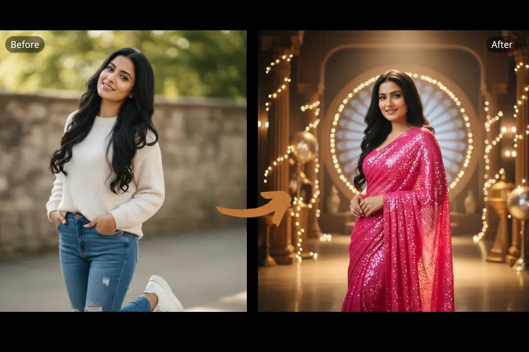 Authentic Saree Portraits with Gemini AI Saree Effects
