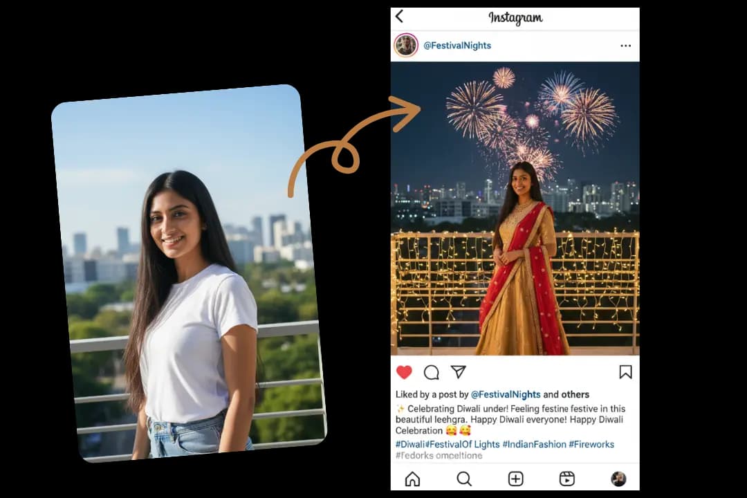 One Click to Dress Up and Share Your Diwali Wishes & Story