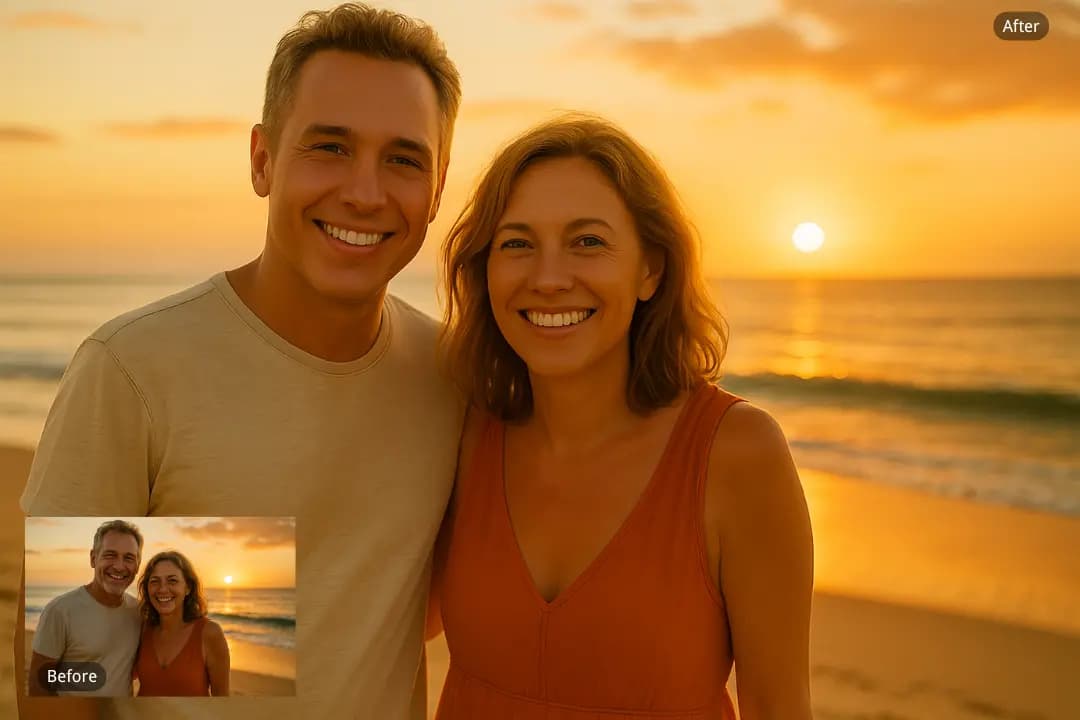 Free AI Wrinkle Remover for Youthful Portrait Refresh in Vacation Snapshots