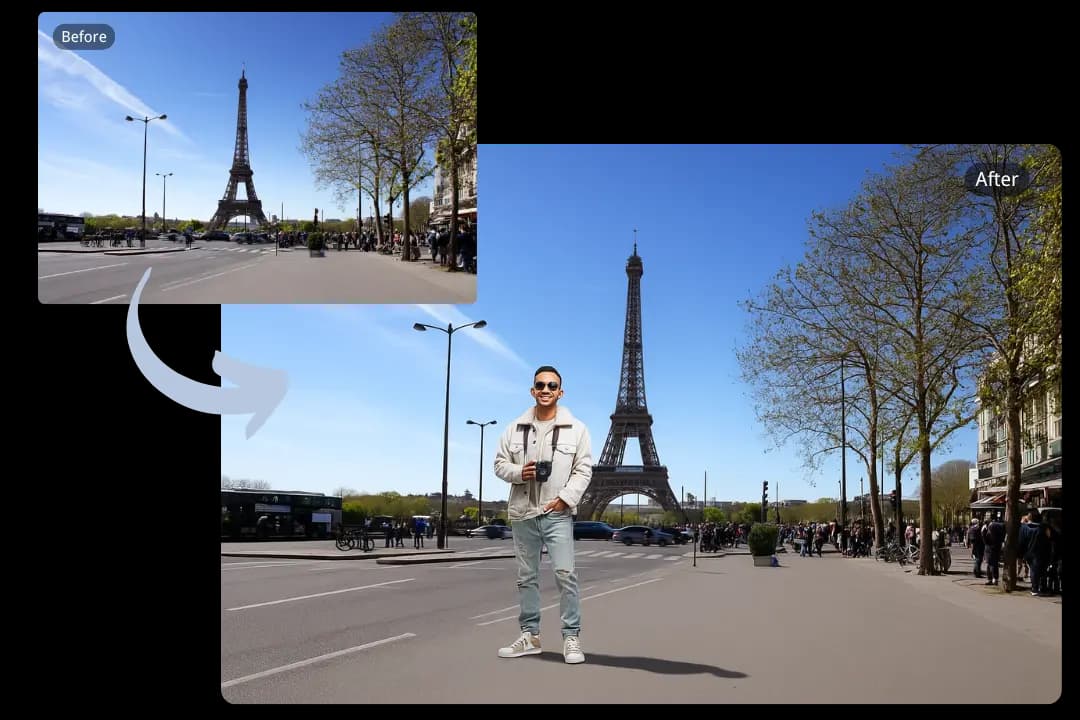 Insert Person into Photo for Travel Memories