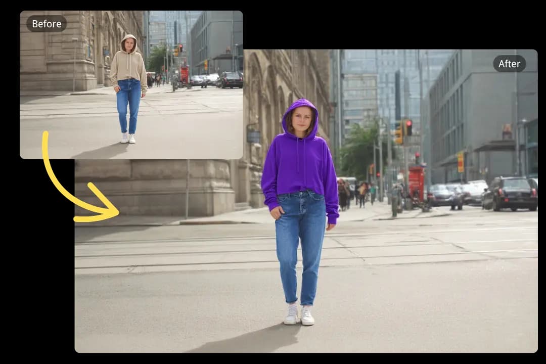 Text-Prompt Outfit Recolor with Our AI Clothes Color Changer